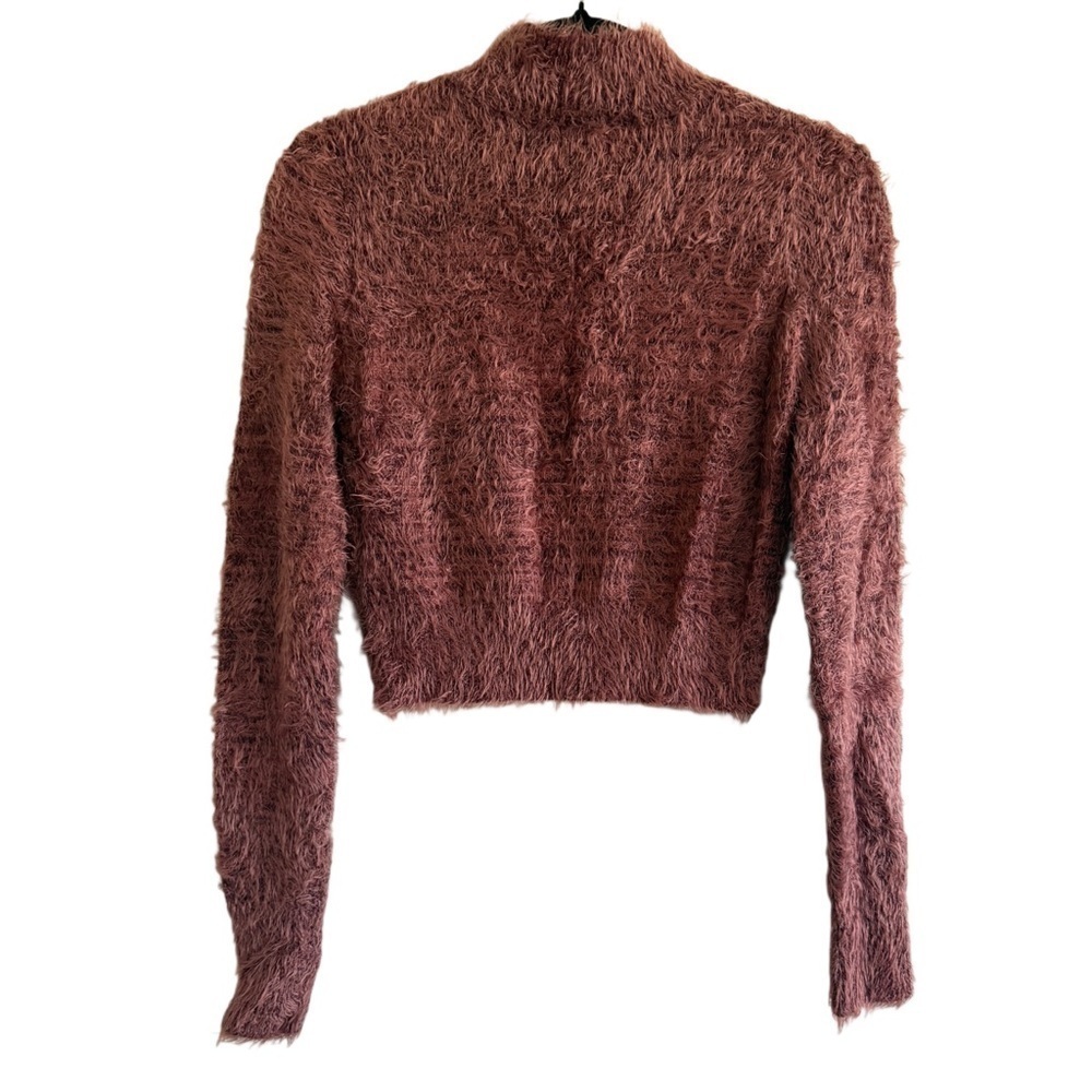 Cropped Mock Orange Neck Wool Sweater Size Medium - Picture 3 of 10